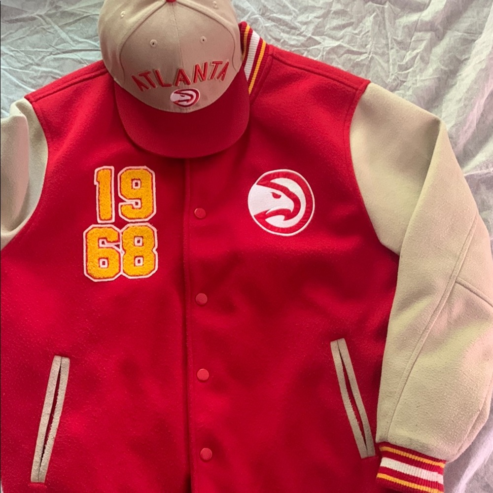 Atlanta Hawks Varsity Jacket - Red and Cream